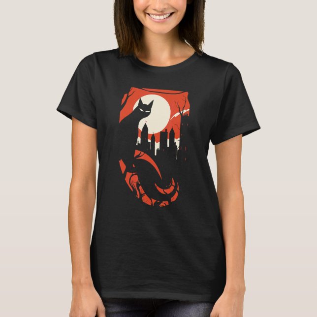 Onda svarta katten t shirt (Framsida)