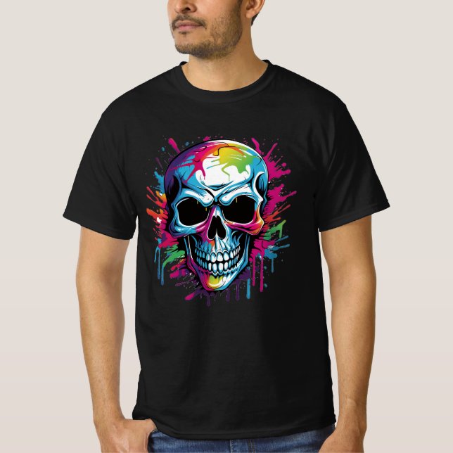 Onddöd Skull: Graffiti Colorful T-shirt Art (Framsida)