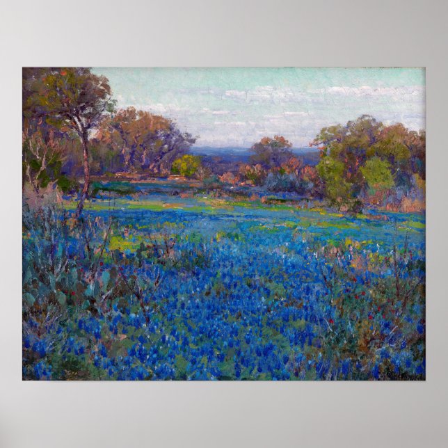 Onderdonk - Ett fält av blåbonater sen eftermiddag Poster (Framsidan)