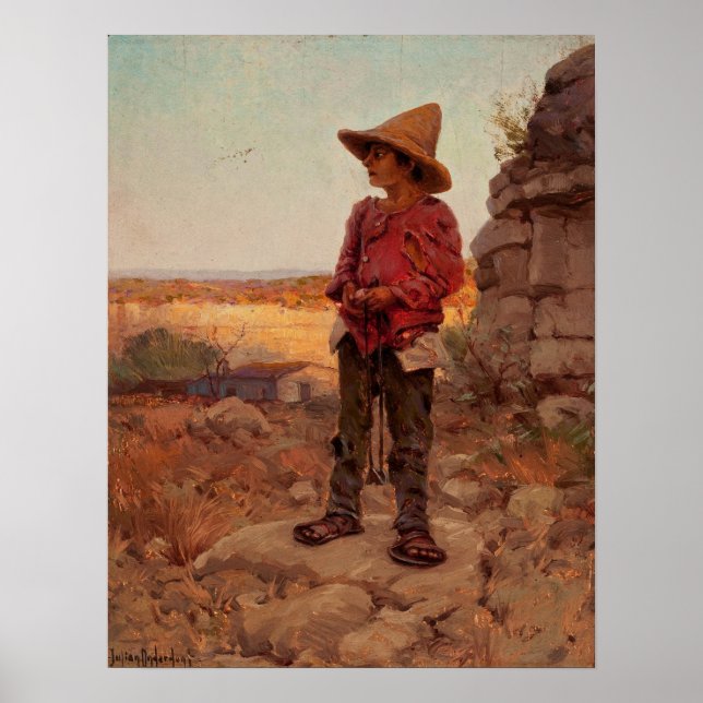 Onderdonk - Goat Herder at San Antonio Quarry 1909 Poster (Framsidan)