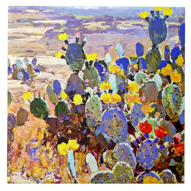 Onderdonk - med Cacti, konsmålning av bra Kakelplatta (Framsidan)