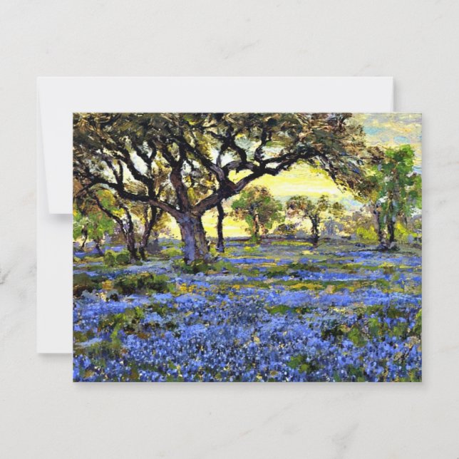 Onderdonk - Old Live Oak Träd och Bluebells Kort (Framsida)