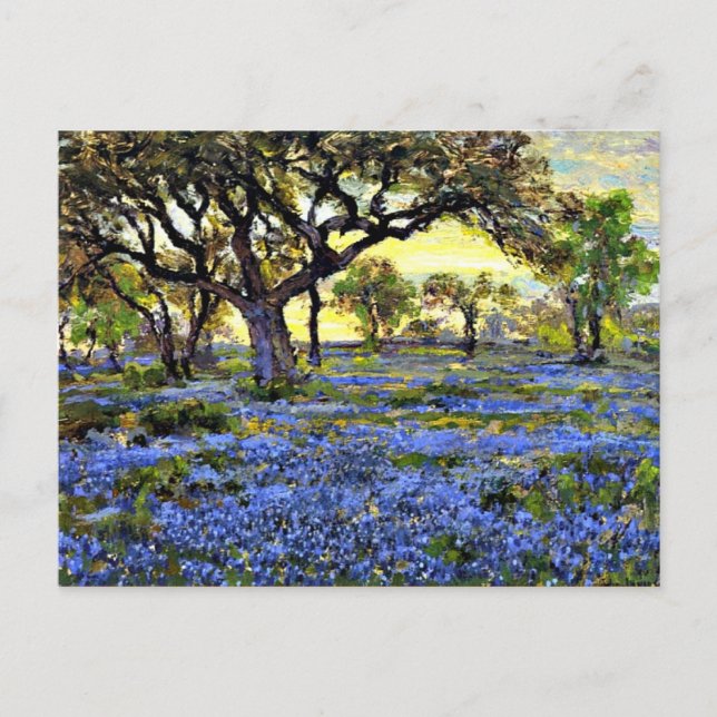 Onderdonk - Old Live Oak Träd och Bluebells Vykort (Framsida)