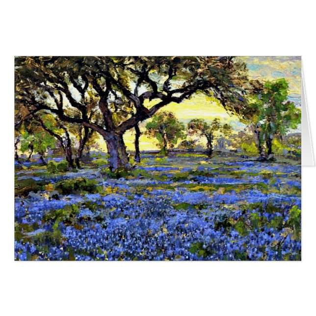 Onderdonk - Old Live Oak Träd och Bluebonnet Hälsningskort (Framsidan Horizontal)