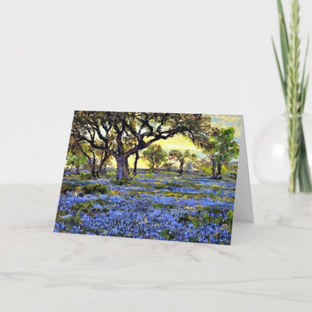 Onderdonk - Old Live Oak Träd och Bluebonnet Kort (Framsida)