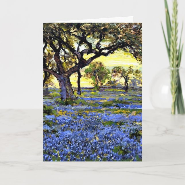 Onderdonk - Old Live Oak Träd och Bluebonnet Kort (Framsida)