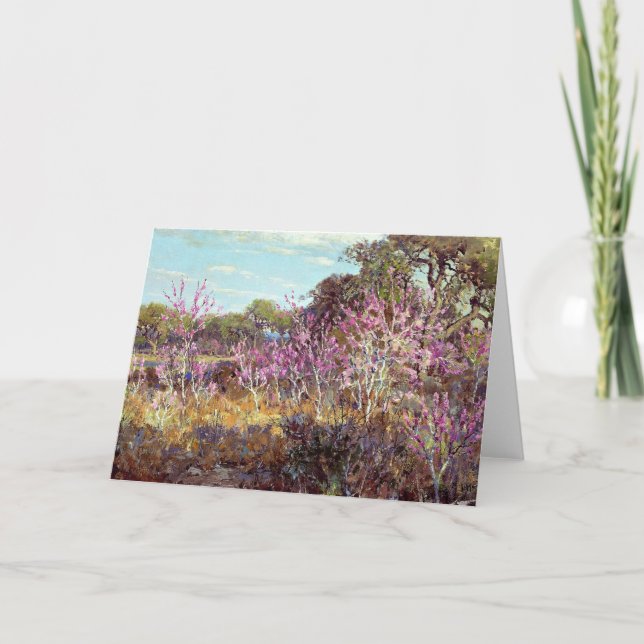 Onderdonk - Redbud Träd i Bloom på Leon Vår Kort (Framsida)