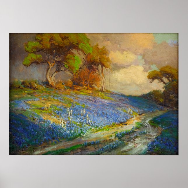 Onderdonk - Sen eftermiddag i blå lupiner SW Texas Poster (Framsidan)