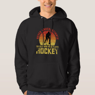 Onderskatt aldrig en gammal man Hockey Retro Vinta Hoodie