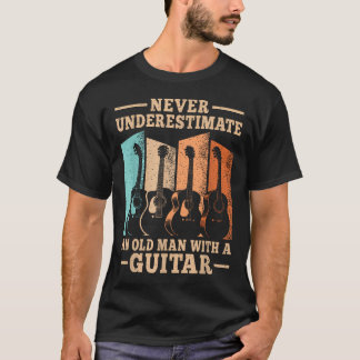 Onderskatt aldrig en gammal man med en gitarr t shirt