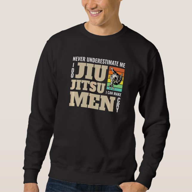 Onderskatt mig aldrig Jag gör Jiu Jitsu sparkande  Lång Ärmad Tröja (Framsida)