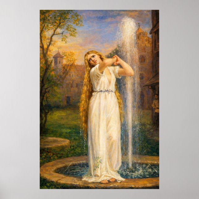 Ondine av John William Waterhouse (Levande färger) Poster (Framsidan)