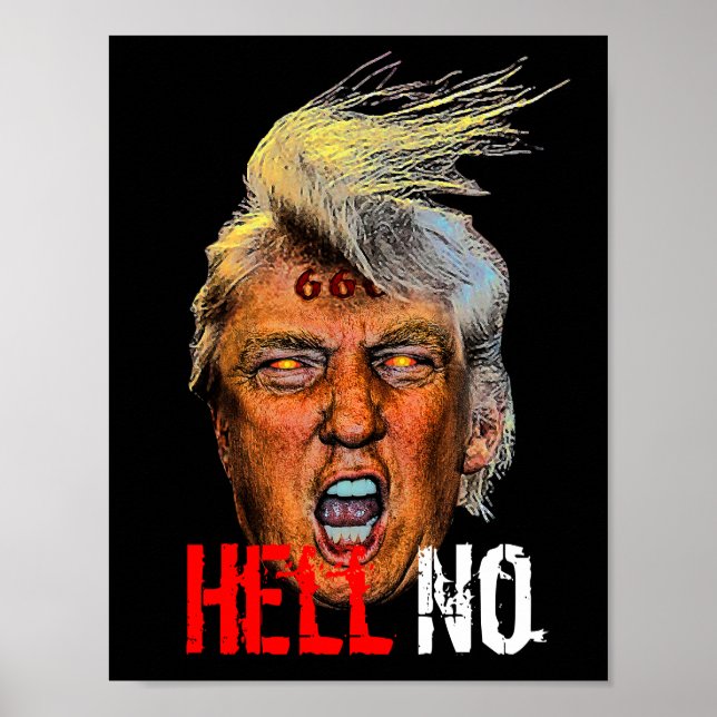 Ondpresident Trump Djävulen Anti Christ - helvetet Poster (Framsidan)
