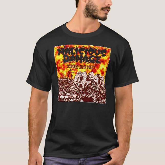 ONDSINT SKADA "BRÄNND JORDPOLITIK ", TEE SHIRT (Framsida)