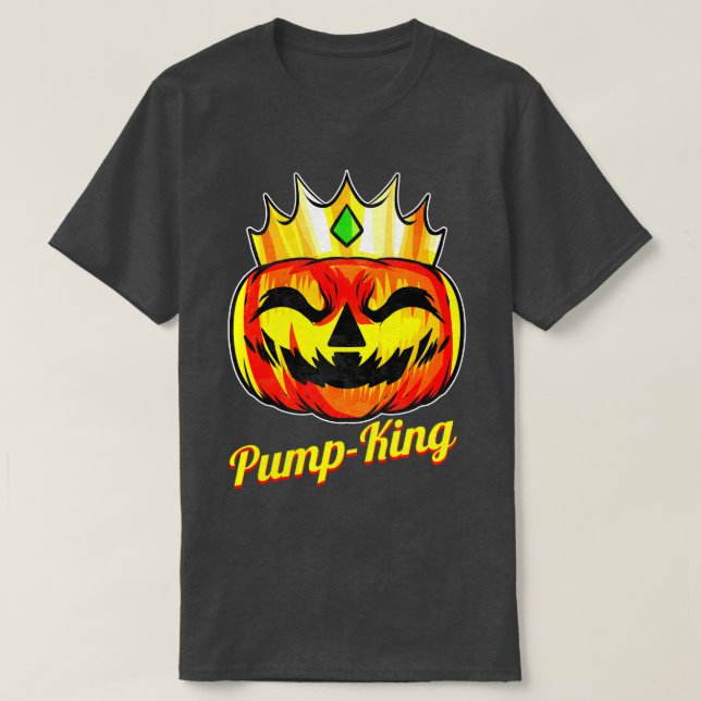 Ondsk Pumpkin Kung pump Kung med Krona Halloween T Shirt (Design framsida)