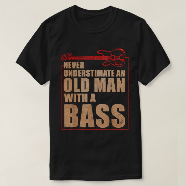 Ondska aldrig en gammal man med en gitarr 3 t shirt (Design framsida)