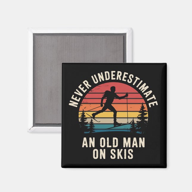 Ondska inte en gammal man på skidresa magnet (Front/Back)