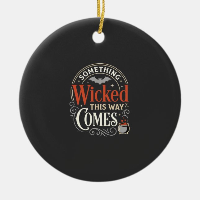 Ondska kommer Halloween-design_1 Julgransprydnad Keramik (Framsidan)