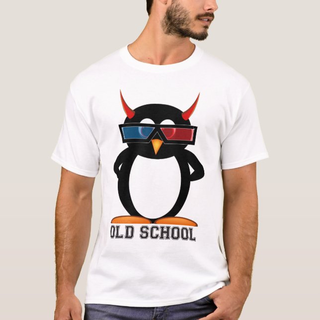 Ondska Penguin™ för old school 3D T-shirt (Framsida)