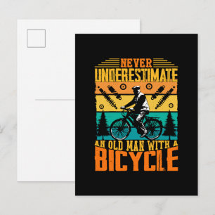 Ondskaffa aldrig en gammal man på en cykel inbjudan vykort