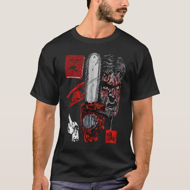 Ondskansdöd "Groovy" Ash Williams - Motorsåg, Necr T Shirt (Framsida)