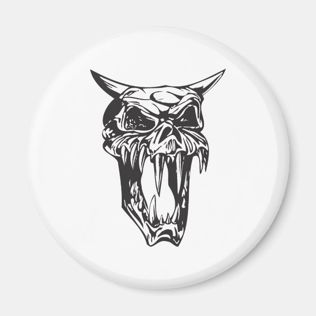 ondskefull demonskalle magnet (Framsidan)