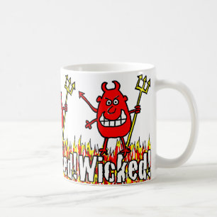 Ondskefull Djävul med Treudd i Flammor Kaffemugg