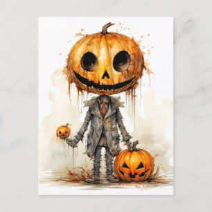 Ondskefull gotisk halloween pumpa man vykort