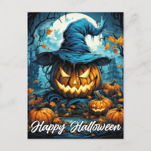 Ondskefull Halloween-gurka Illustration Vykort