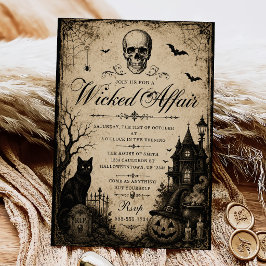 Ondskefull Halloweenfest Vintage Inbjudningar