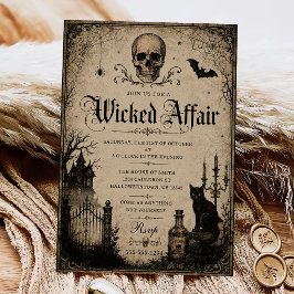 Ondskefull Halloweenfest Vintage Inbjudningar