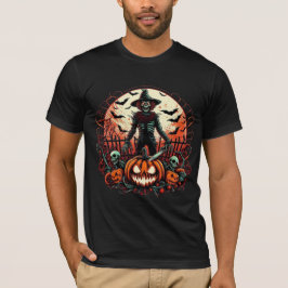 Ondskefull Jack O Lantern Scarecrow Skrämmande Hal T Shirt