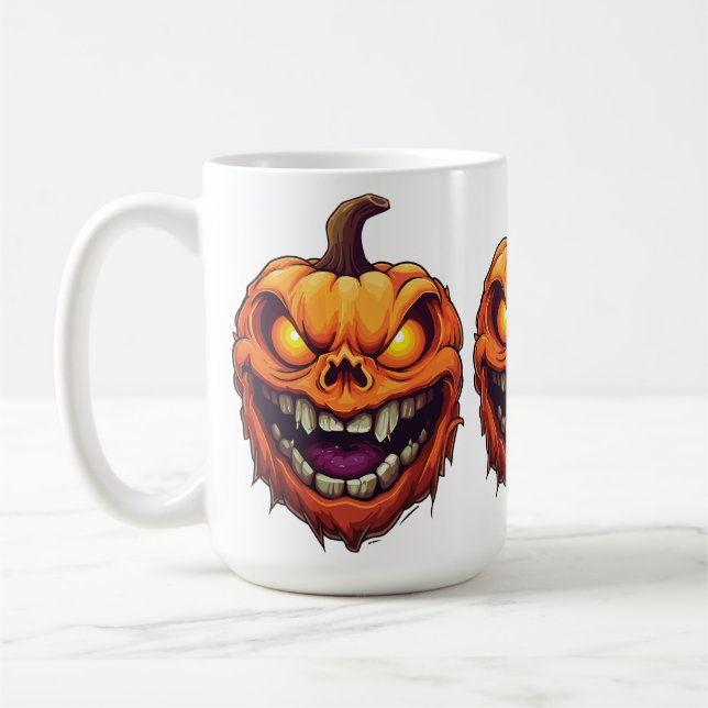 Ondskefull Leende Pumpahuvud Kaffemugg (Vänster)