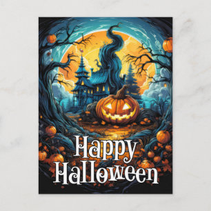Ondskefull Lysande Glad Halloween Pumpa Vykort