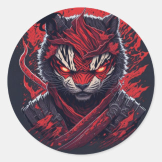 ondskefull ninja-tiger designad runt klistermärke
