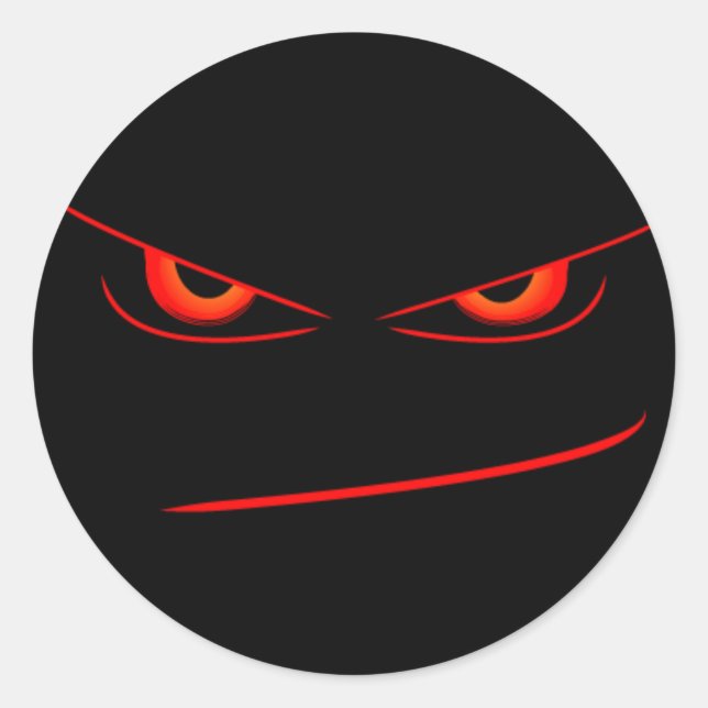ondskefull rödsäl ögon runt klistermärke (Framsida)