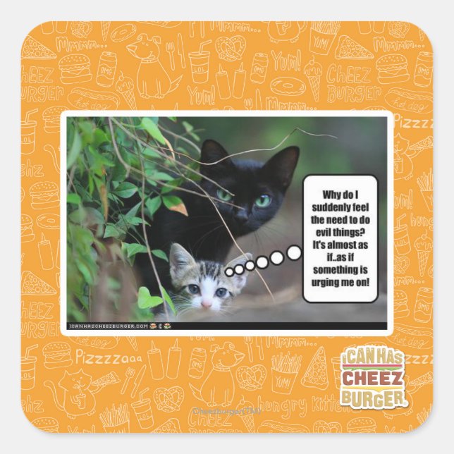 ondskefull sak fyrkantigt klistermärke (Framsida)