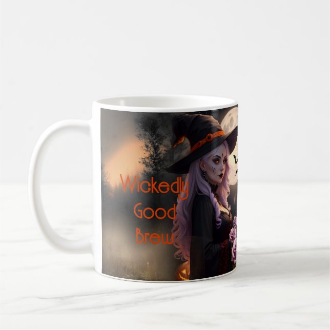 Ondskefullt God Ölbrygd Häxors Förtrollande Kaffemugg (Vänster)