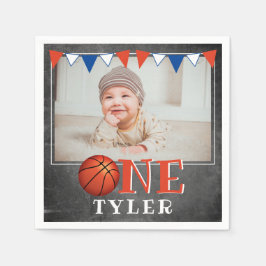 ONE 1st Birthday Basketball Boll Pappersservett