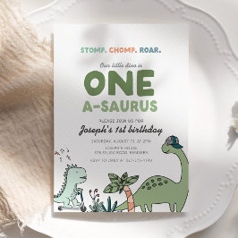 One-a-saurus Birthday Party Invitation Inbjudningar