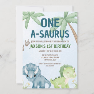 ONE-A-SAURUS Dinomite inbjudan till första födelse