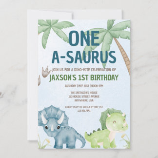 ONE-A-SAURUS Dinomite inbjudan till första födelse
