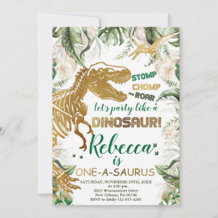 One-a-saurus Dinosaur Birthday, Dino T-Rex Inbjudningar