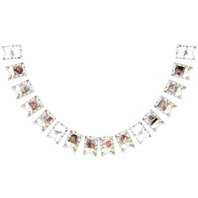 One A Saurus Dinosaur Boy Birthday Photo Banner Vimplar (Alla)