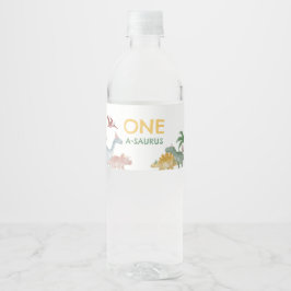 One A Saurus Dinosaur Boy Birthday Vattenflaskor Etikett