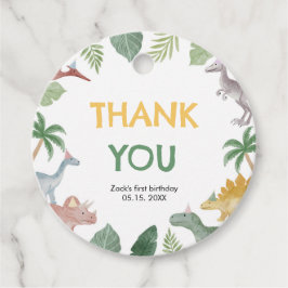 One A Saurus Dinosaur Boy Round Favor Tag Gåvor Etiketter