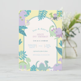 One-A-Saurus' Dinosaur First Bithday-inbjudan Inbjudningar