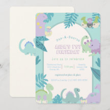 One-A-Saurus dinosaur-födelsedagsinbjudan