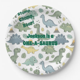 ONE-A-SAURUS Dinosaur Pattern Paper Plates