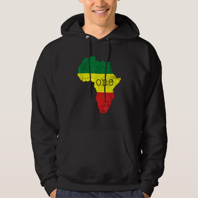 One Africa Pan African Pride Map Flag Black Pride Hoodie (Framsida)